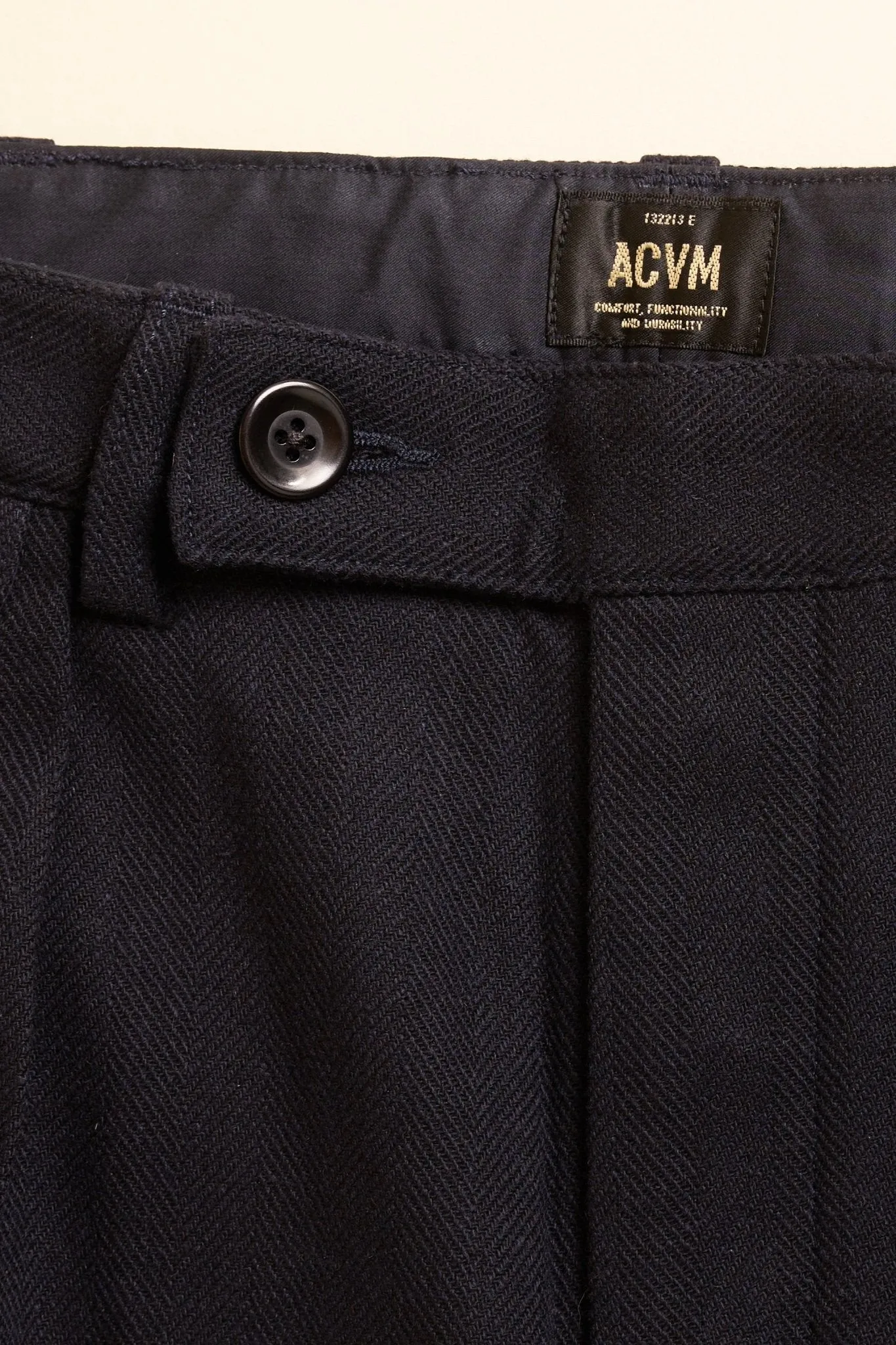 Navy Single Pleated Herringbone Army Trousers - Addiction Clothing