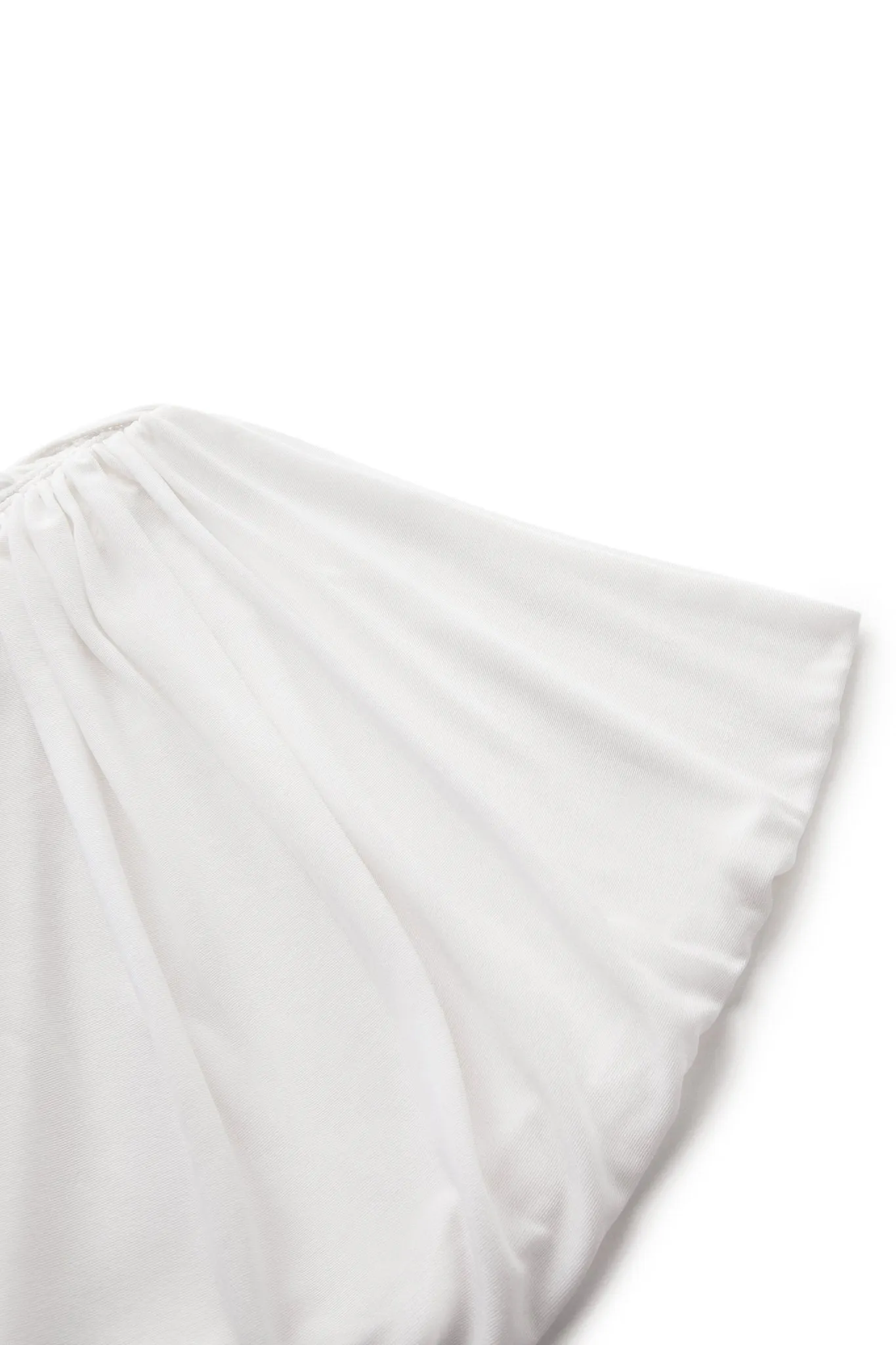 Asymmetric Pleated Draped Maxi Skirt in White