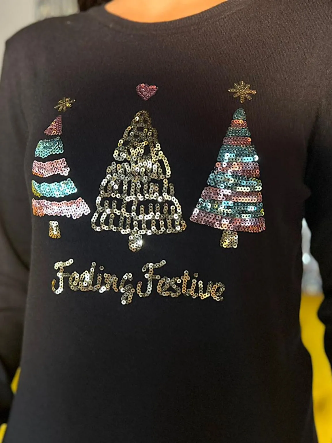 Black Feeling Festive Sequin Jumper