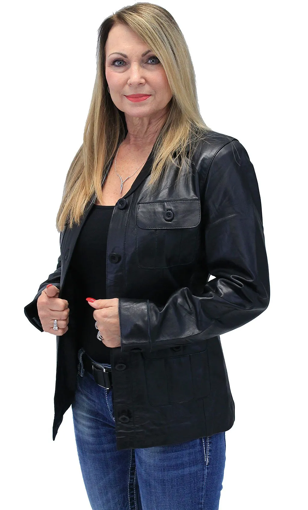 Button-Up Genuine Lambskin 4 Pocket Coat #L718024K ()