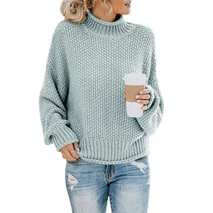 Cardigan thick thread turtleneck pullover