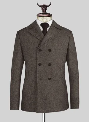 Carre Brown Tweed Pea Coat