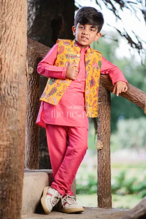 Ceremonial Marigold Majesty: Boys Festive Kurta & Pant Set