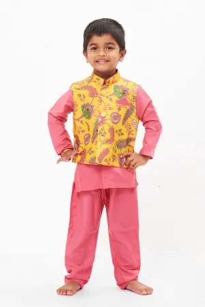 Ceremonial Marigold Majesty: Boys Festive Kurta & Pant Set