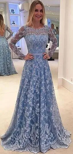 Charming Lace Patchwork Backless Long Sleeve Long Party Wedding Dress