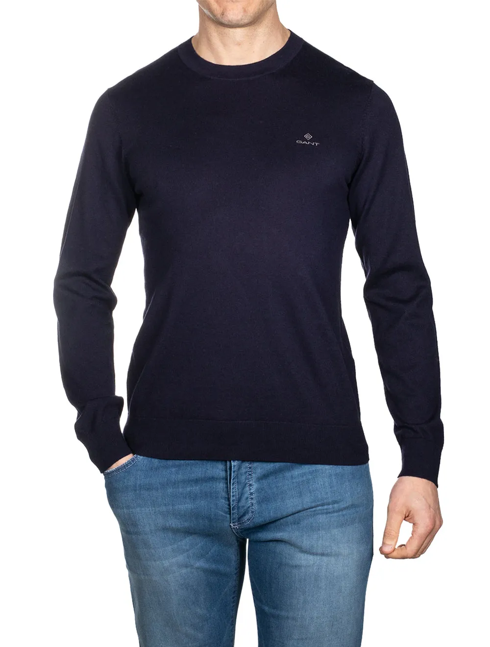 Cotton Cashmere C-neck Evening Blue