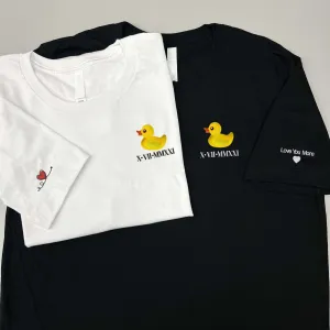 Custom Embroidered Matching Couple Duck Tshirt, Anniversary Gift Ideas For Couples