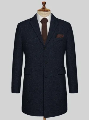 Deep Blue Heavy Tweed Overcoat