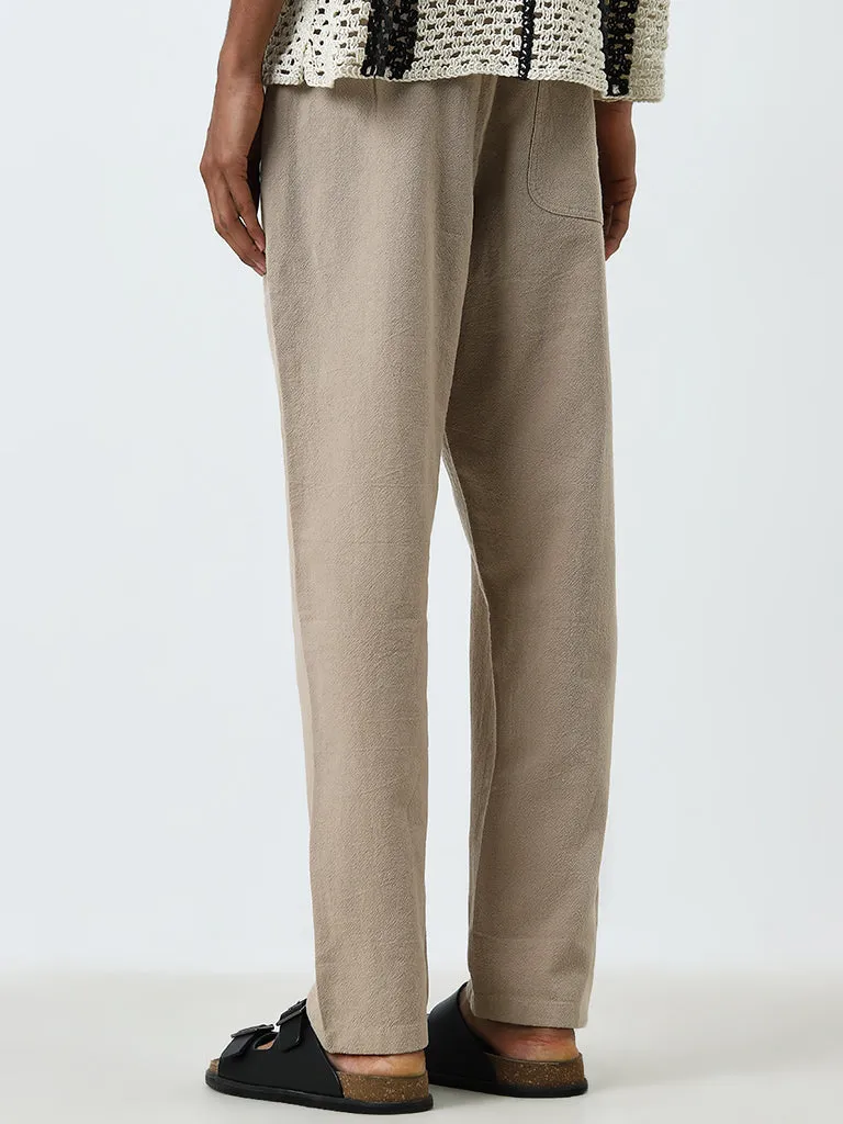 ETA Beige Relaxed-Fit Mid-Rise Cotton Blend Chinos