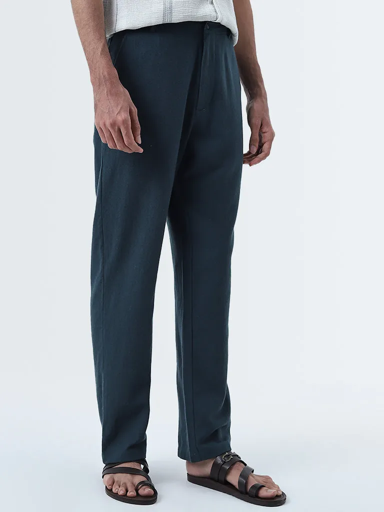 ETA Dark Teal Relaxed-Fit Mid-Rise Cotton Chinos