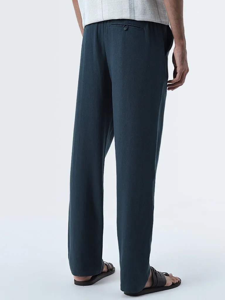 ETA Dark Teal Relaxed-Fit Mid-Rise Cotton Chinos