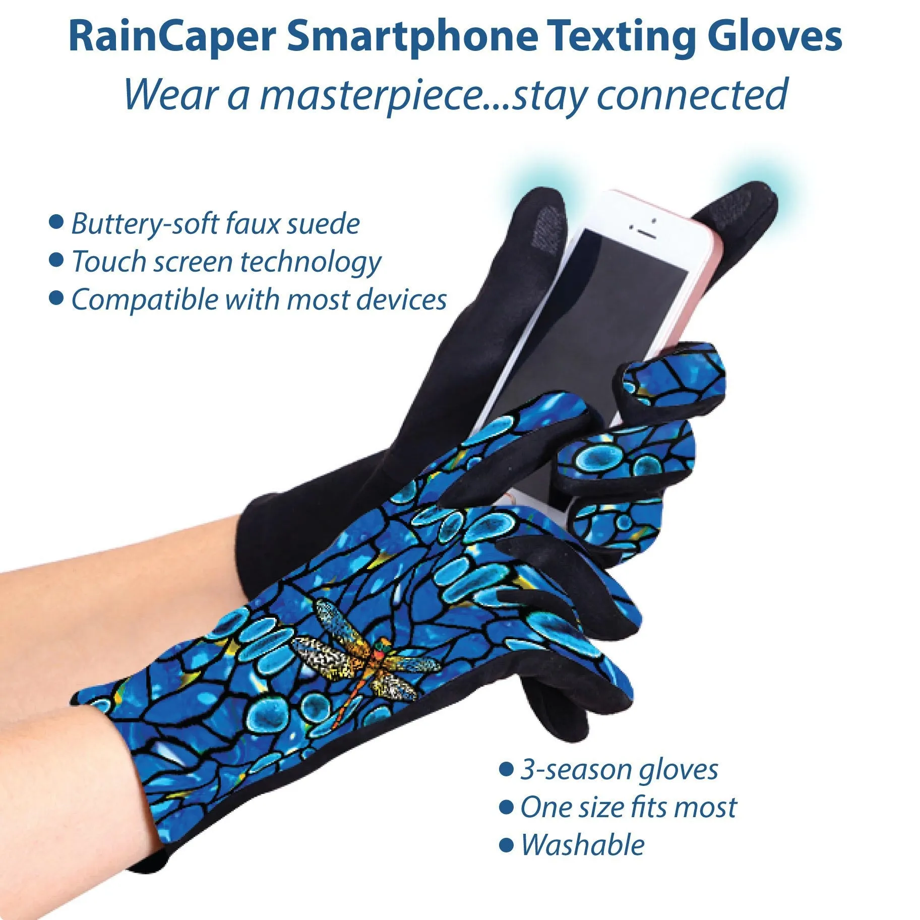 Fine Art Tiffany Dragonfly Texting Gloves