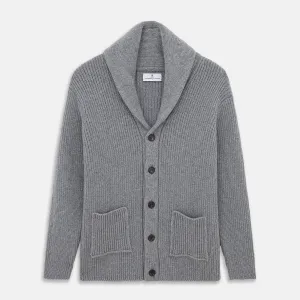 Grey Ribbed Cashmere Ainsley Cardigan