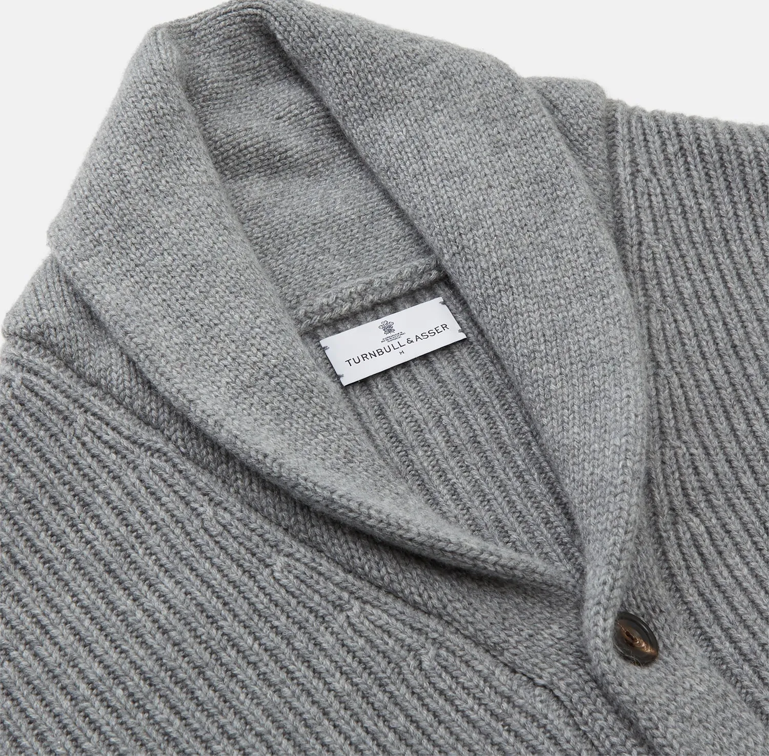 Grey Ribbed Cashmere Ainsley Cardigan