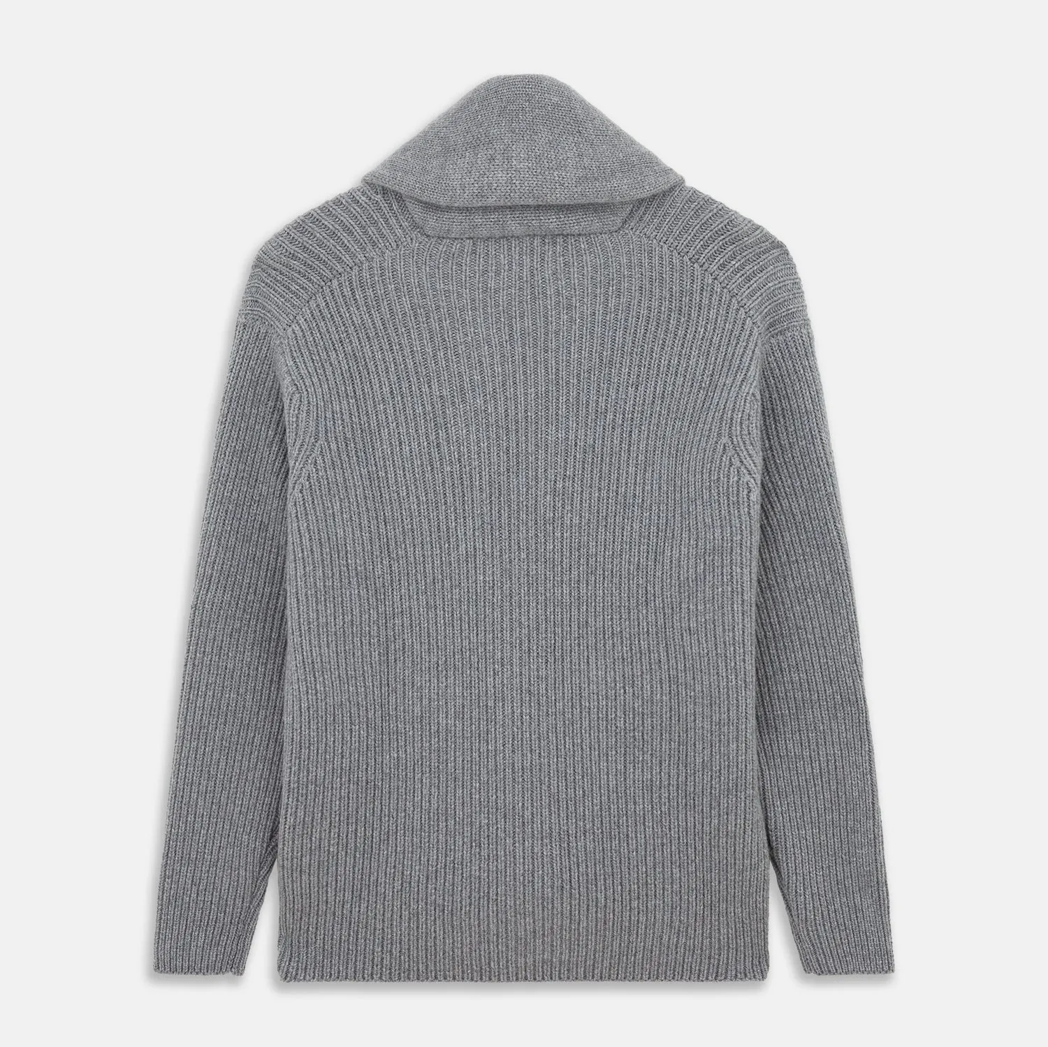 Grey Ribbed Cashmere Ainsley Cardigan