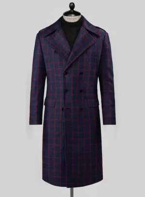 Highlander Heavy Blue Check Tweed GQ Overcoat