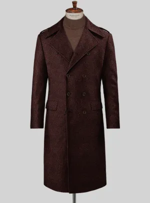 Highlander Heavy Wine Bedford Tweed GQ Overcoat