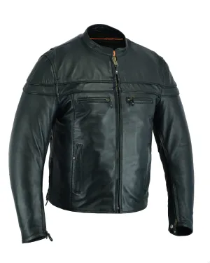 HL10262LMB Men's ‘Crossover’ Black Leather Lightweight MC Jacket