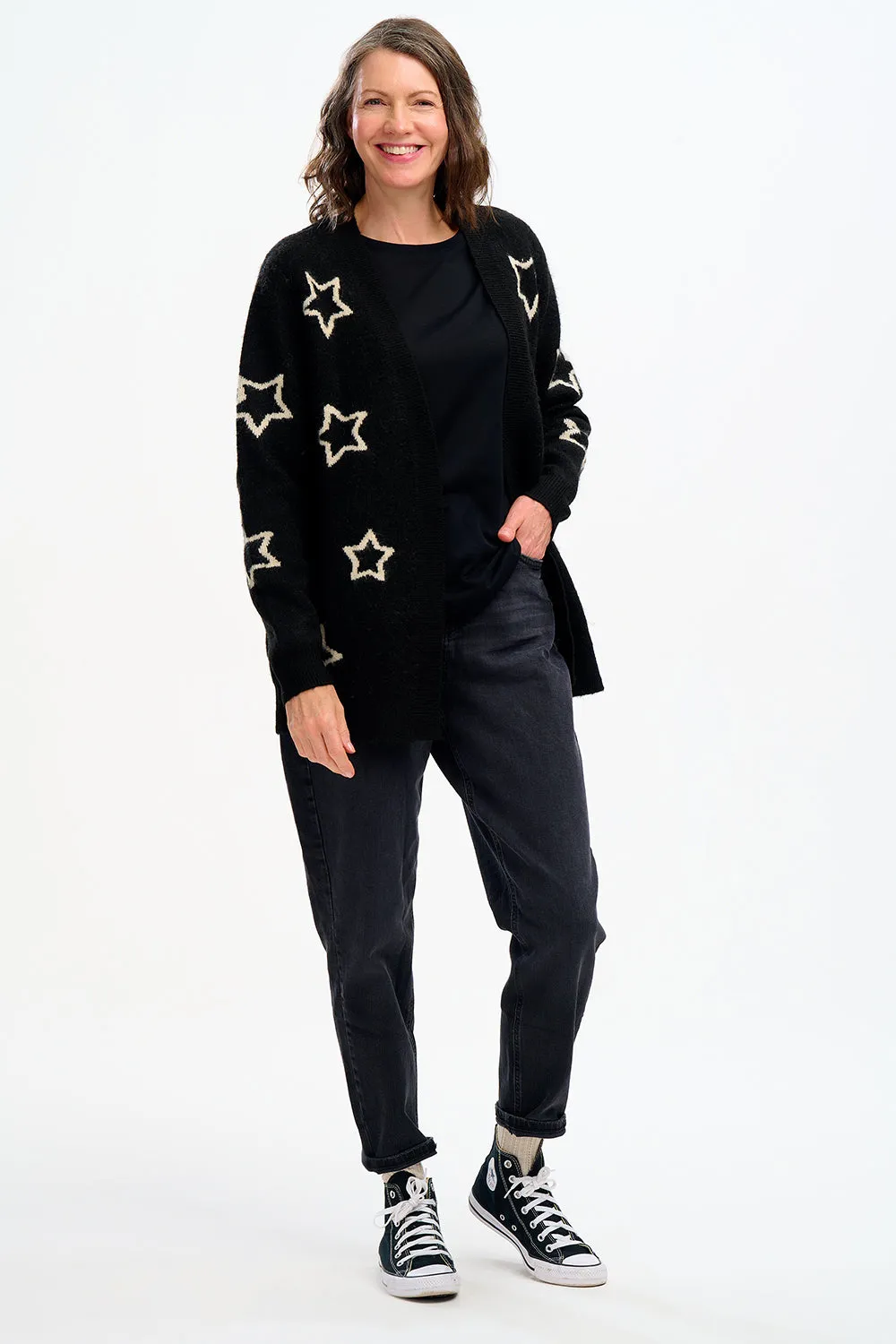 Laura Cardigan - Black, Star Silhouette