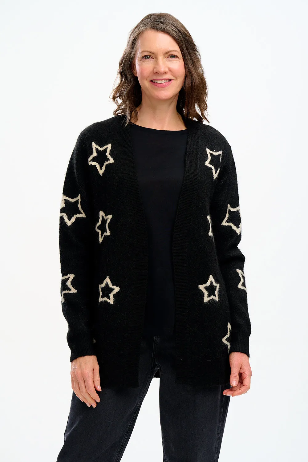 Laura Cardigan - Black, Star Silhouette