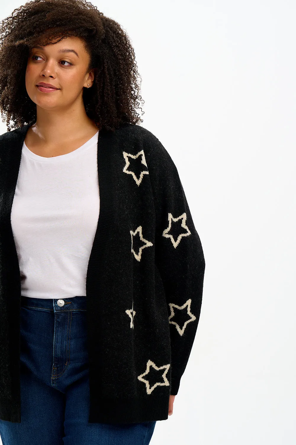 Laura Cardigan - Black, Star Silhouette