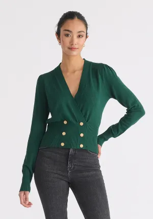 Long Sleeve Knitted Button Wrap Top