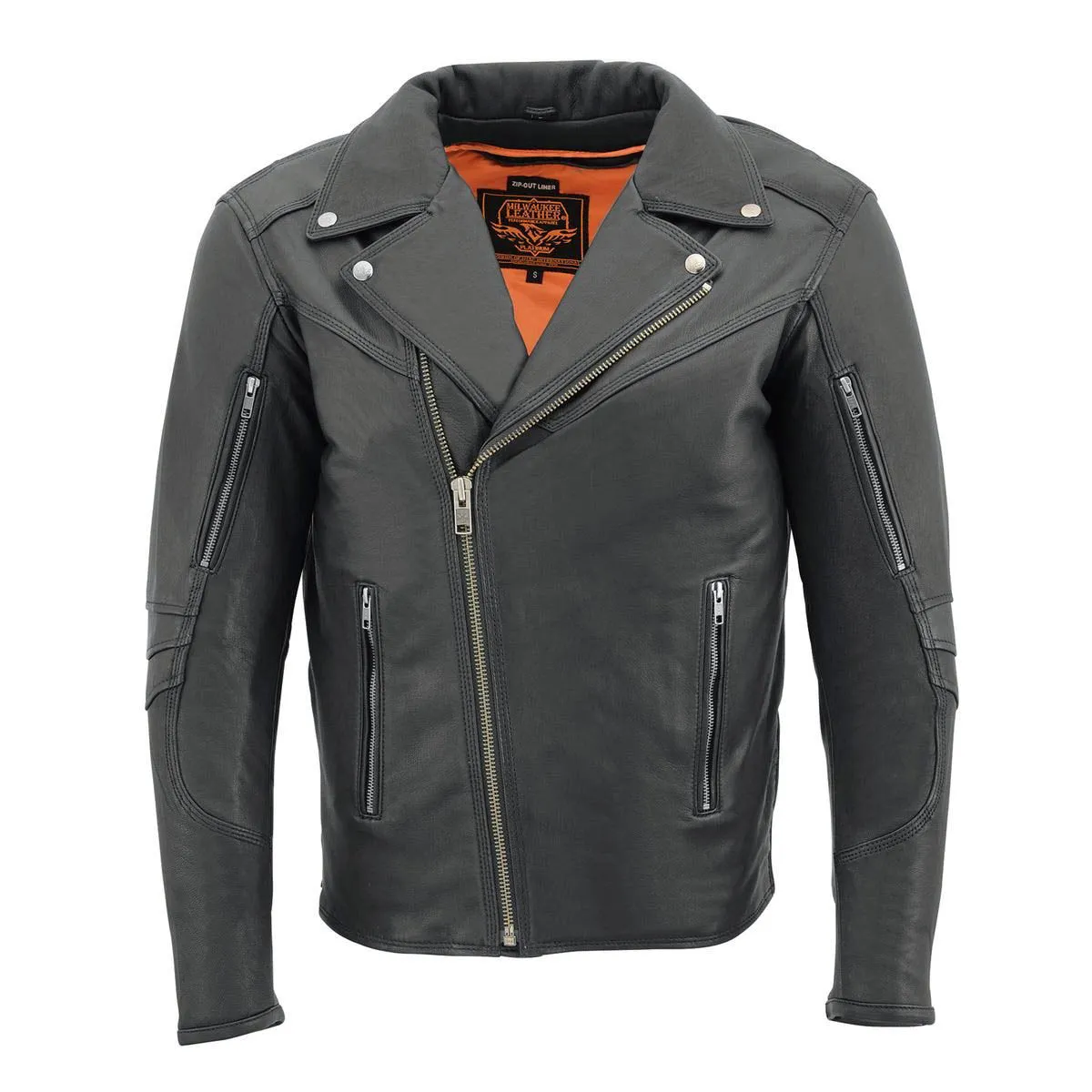 Milwaukee Leather MLM1516 Black Real Leather Motorcycle Jacket for Men – James Brando Style Biker Jacket