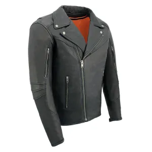 Milwaukee Leather MLM1516 Black Real Leather Motorcycle Jacket for Men