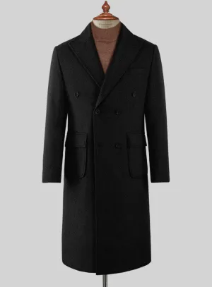 Musto Black Heavy Tweed Overcoat