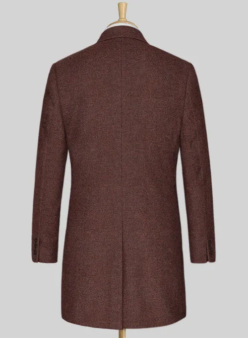 Mute Wine Herringbone Tweed Overcoat