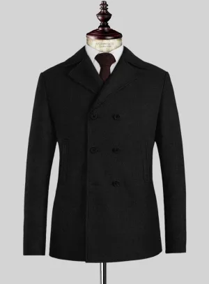 Naples Black Tweed Pea Coat