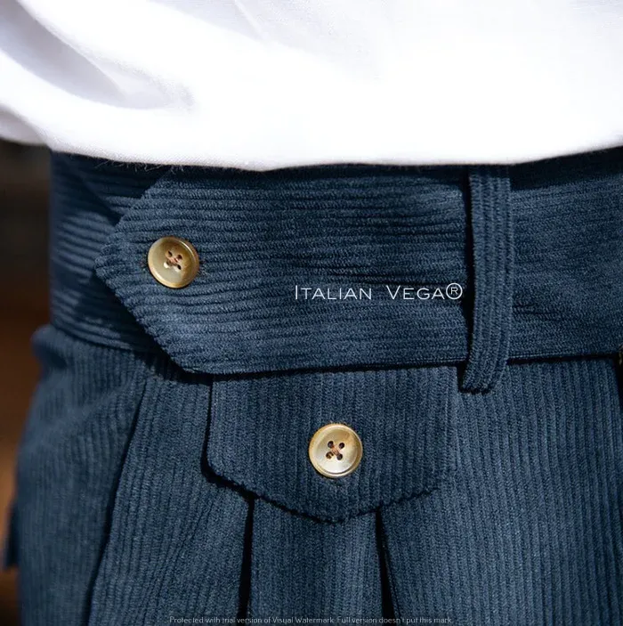 Navy Corduroy Signature Gurkha Pants by Italian Vega®