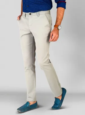 Neutral Grey Solid Slim Fit Chinos | JadeBlue