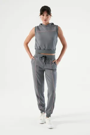 NUX Women's Active Sleek Zephyr Sleeveless Vest - Lava Stone Grey