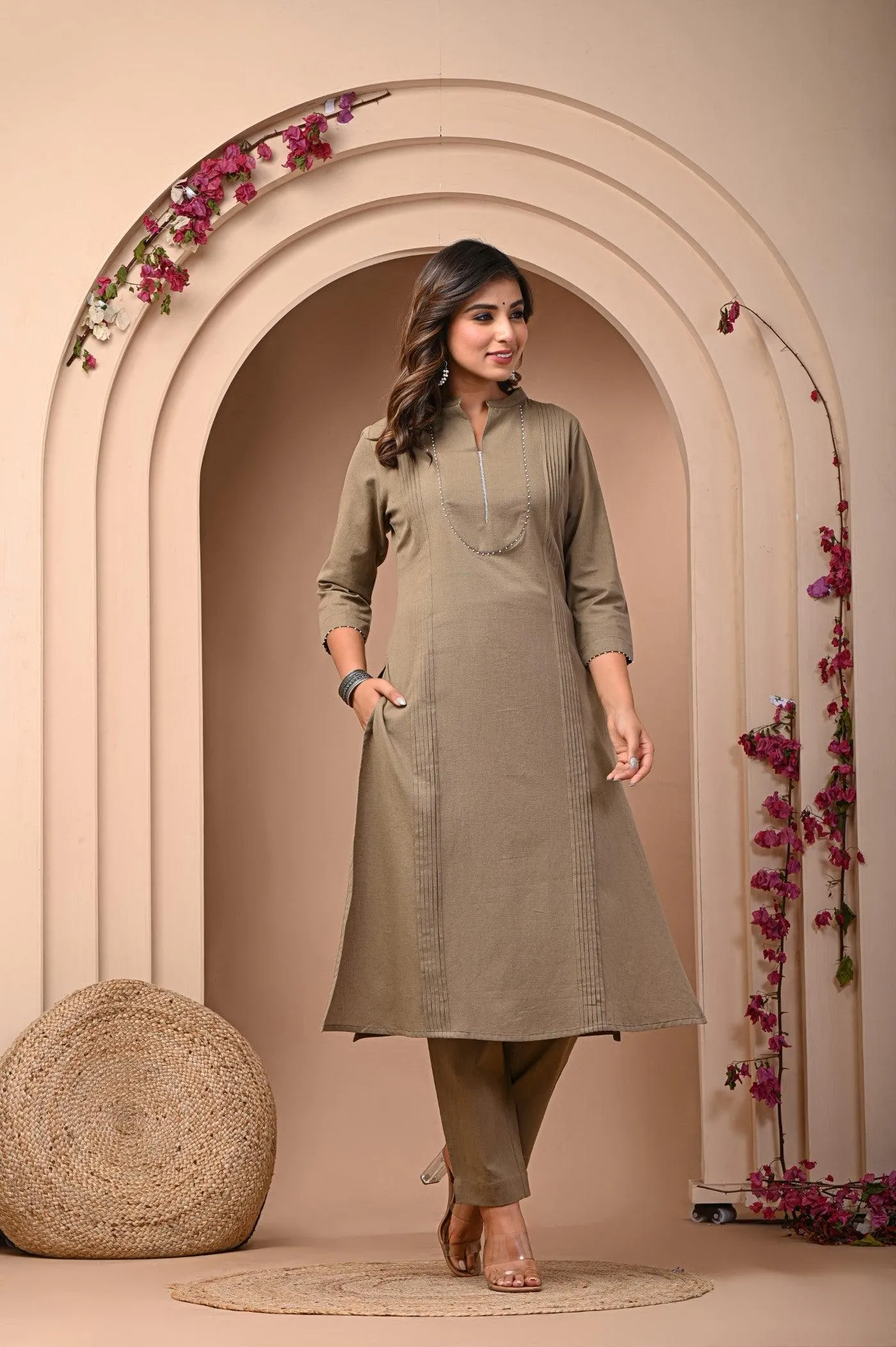 Peach Designer Kurti with Pant