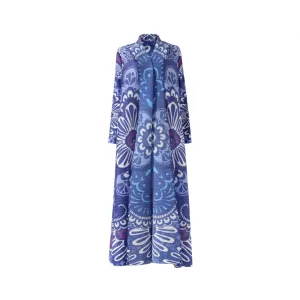 Pre Order: Vintage Print Pleated Long Loose Cardigan