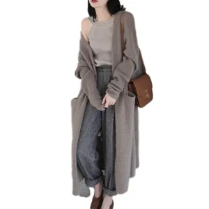 Solid Long-Sleeve Maxi Cardigan