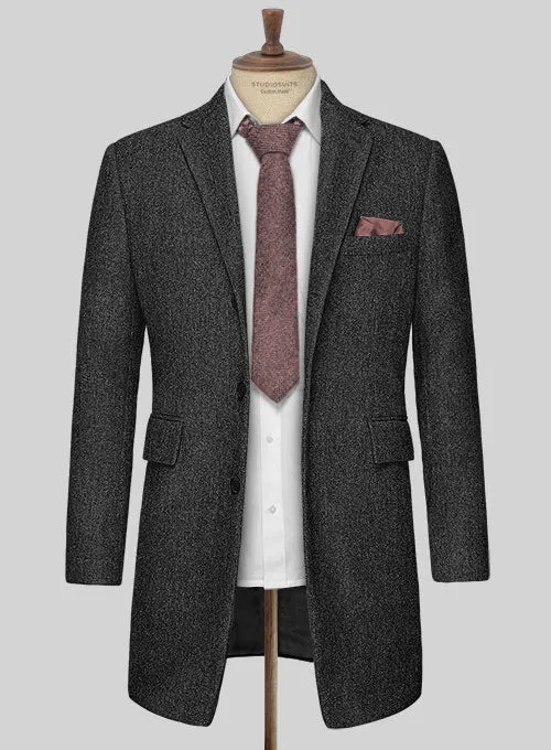 Stone Charcoal Tweed Overcoat