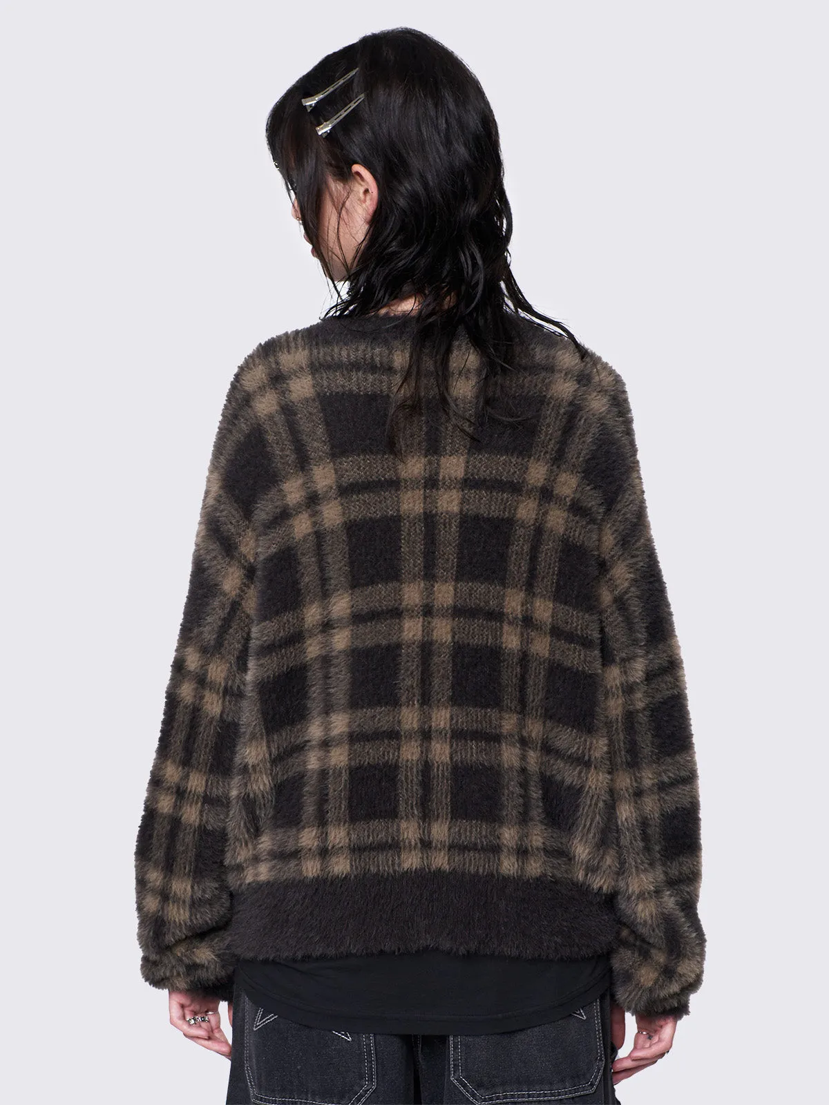 Terri Plaid Fluffy Cardigan