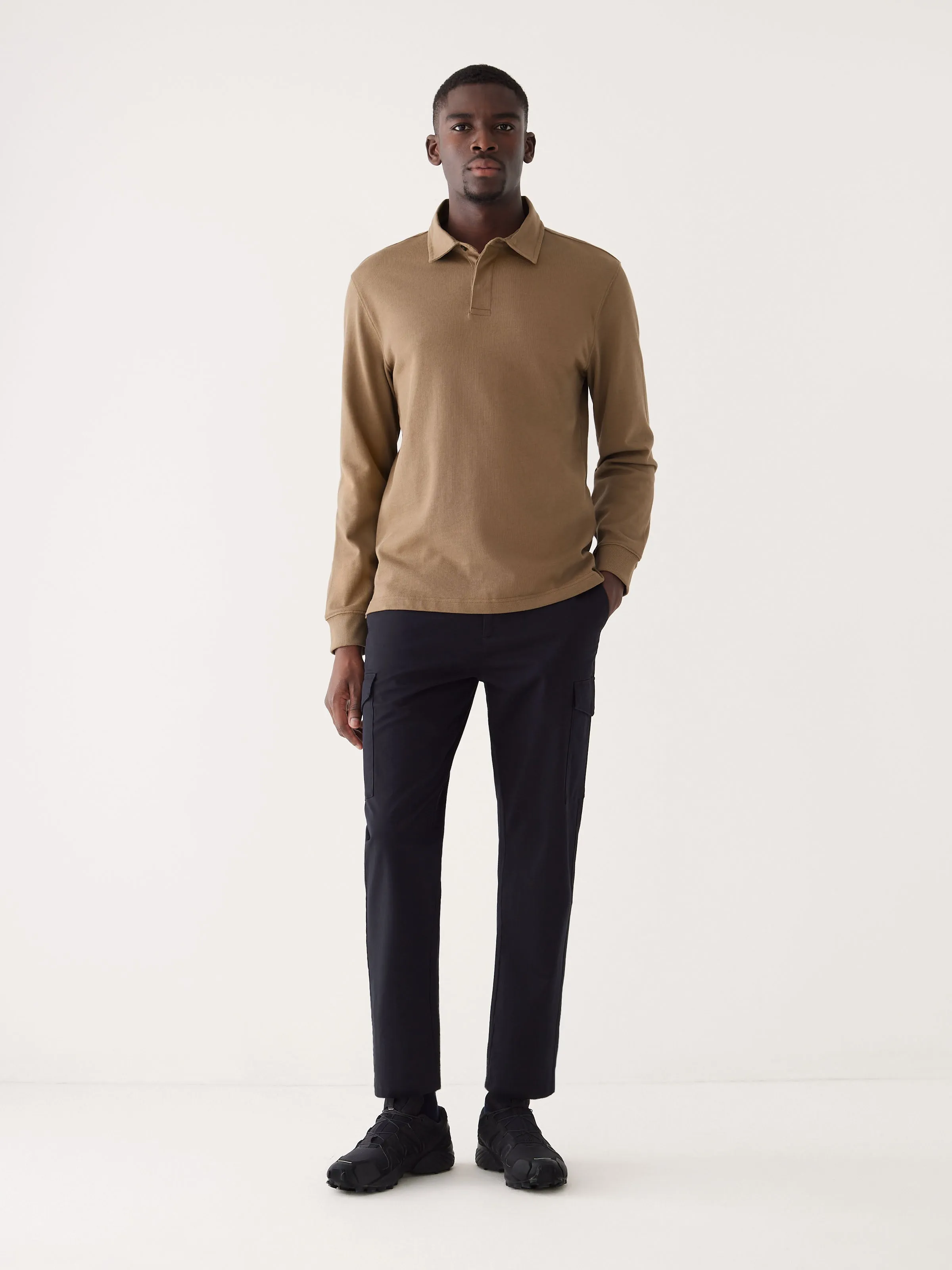 The Long Sleeve Rugby Polo in Umber