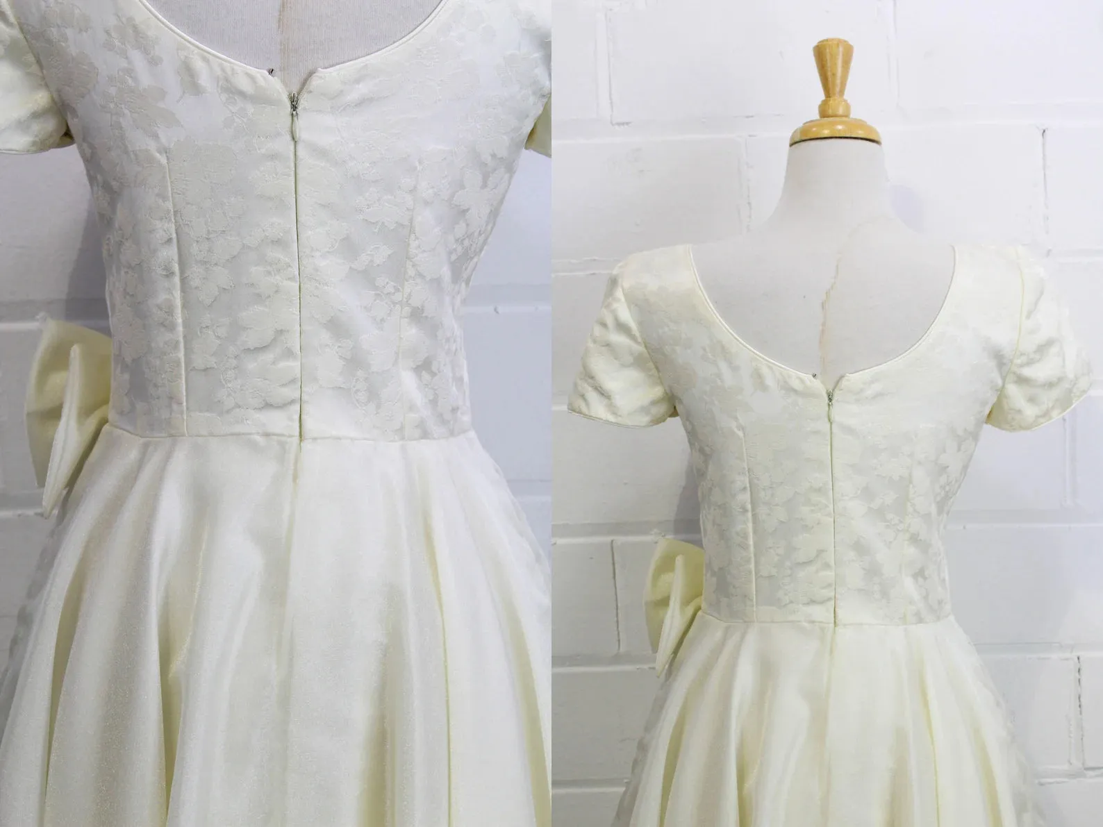 Vintage 90s does 50s White Formal Dress/ Sparkly Organza Wedding Dress, Small