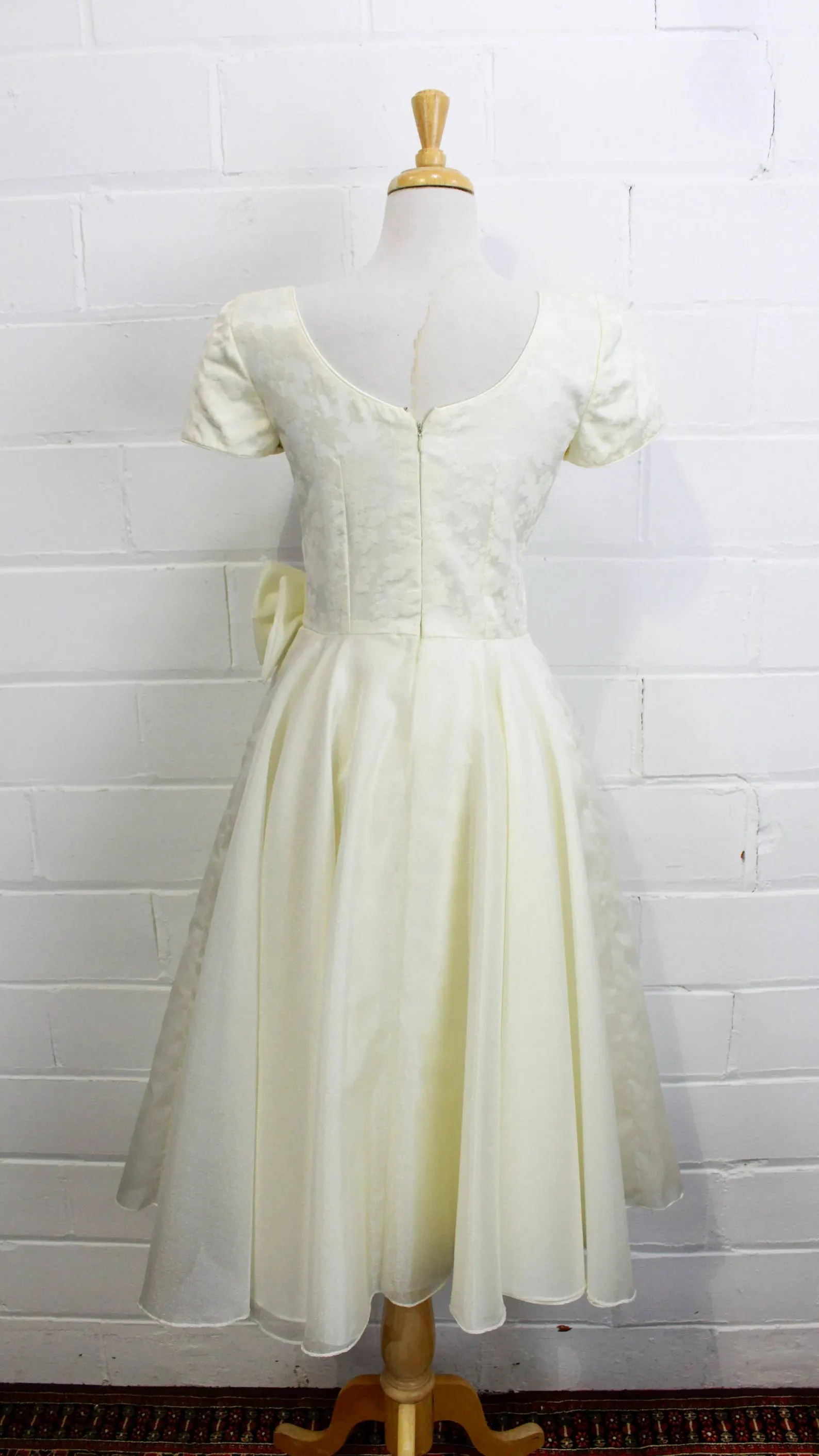 Vintage 90s does 50s White Formal Dress/ Sparkly Organza Wedding Dress, Small