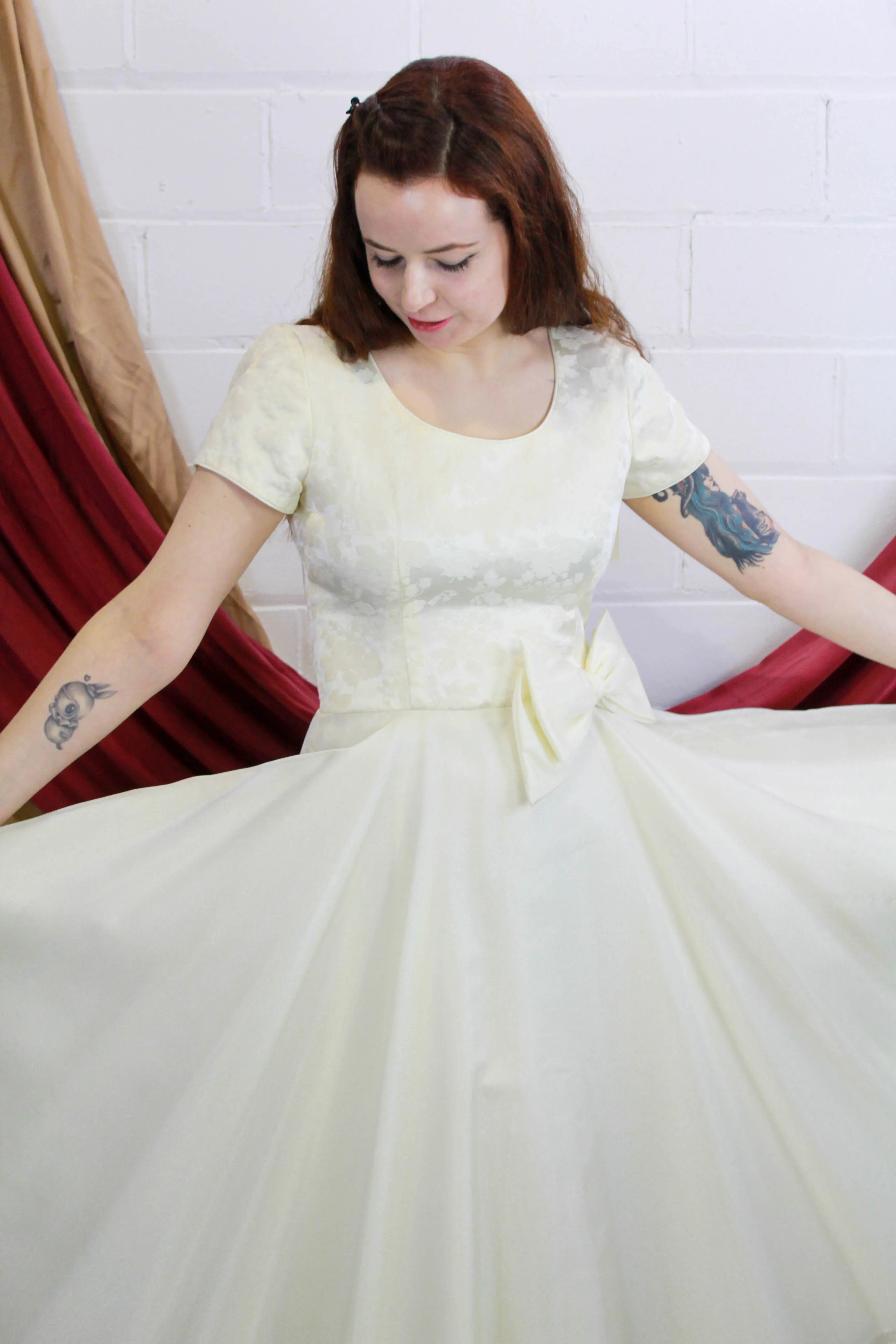 Vintage 90s does 50s White Formal Dress/ Sparkly Organza Wedding Dress, Small