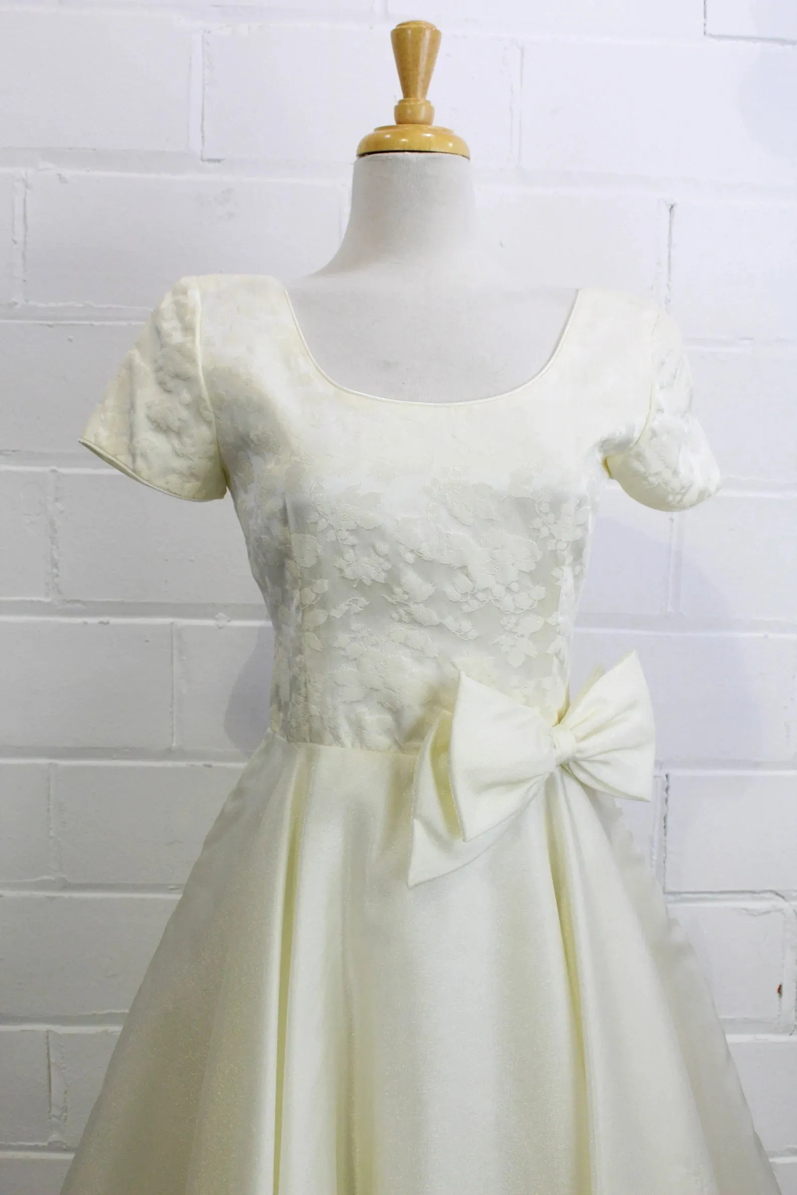 Vintage 90s does 50s White Formal Dress/ Sparkly Organza Wedding Dress, Small