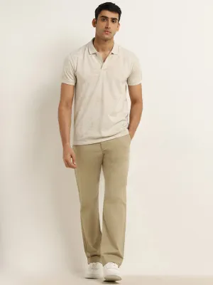 WES Casuals Beige Relaxed-Fit Mid-Rise Cotton Chinos