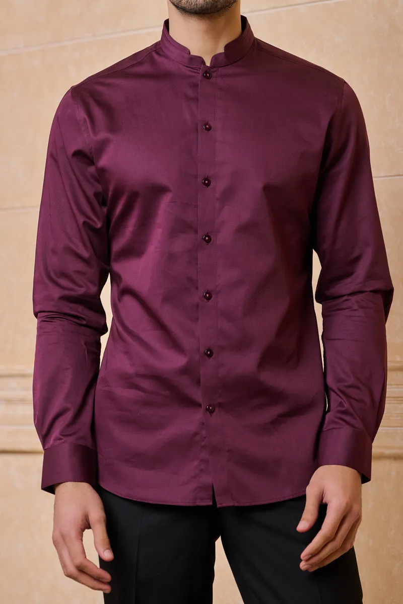 Wine Solid Casual Shirt