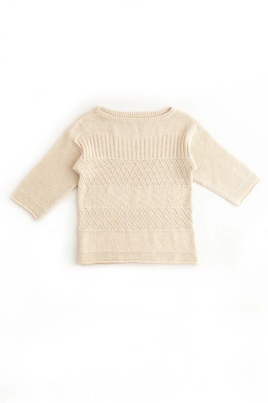 Womens Geelong Superfine Lambswool "Boathouse" Gansey Jumper - Almond