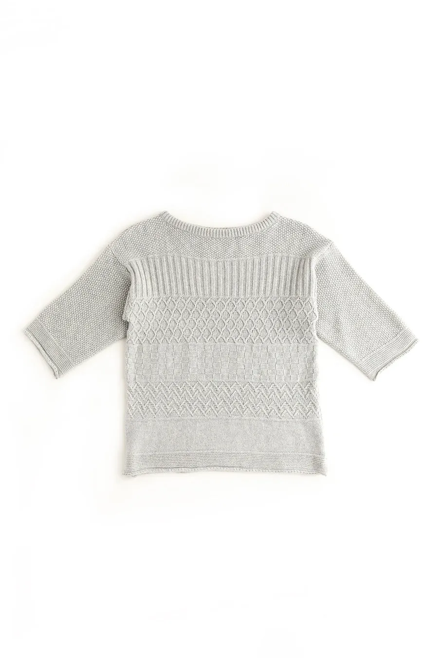 Womens Geelong Superfine Lambswool "Boathouse" Gansey Jumper - Silver Grey